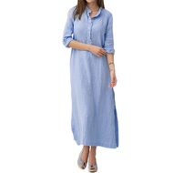 Cotton Linen Pakaian Jubah Labuh Moden Saiz Besar Lengan Panjang Wanita Set Baju Perempuan Oversize 