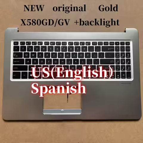 100%New US Spanish gold For vivobook ASUS X580 X580GD X580GV laptop keyboard Palmrest Assembly TOP C