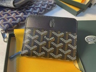 Goyard กระเป๋าสตางค์ฟันสุนัขสายเดี่ยวหนังแท้รูปตัวอักษร Y Dompet Koin สั้นมีกระเป๋าสตางค์มีซิป