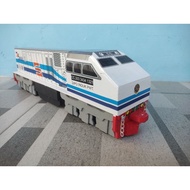 Miniature wooden train cc203 white blue
