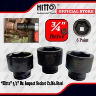[ HITTO ] 3/4" Drive Black Hex  Impact Socket / Box Socket CR.MO Steel ( 6 Point ) 52mm - 75mm ( 06 