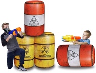 4 Pack WAR Zone Inflatable Battle Battlefield Barrels Compatible with Nerf,Great for Nerf Party Lase