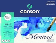 Canson Montval 200gsm Watercolour Practice Paper pad Including 40 Sheets, Size:32x41cm, Natural White and Cold Pressed (Not)