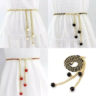 ikat pinggang rantai besi combinasi tali variasi mutiara belt rantai fashion korea