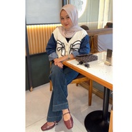 Jeans Sleeve Ribbon Knit Cardigan | C95 fx