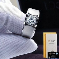 GRA Men's Moissanite Ring Moissanite Men's Ring Silver Men's Ring Cool Men's Ring Luxury Men's Ring