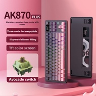 (SG STOCK) Ajazz New Ak870 Plus 8000mAh RGB Gaming Mechanical Keyboard Hot Swap 84 Keys Wireless Blu