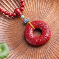 天然原礦硃砂精品紫金砂六字真言心經平安扣吊墜 硃砂含量高達95%