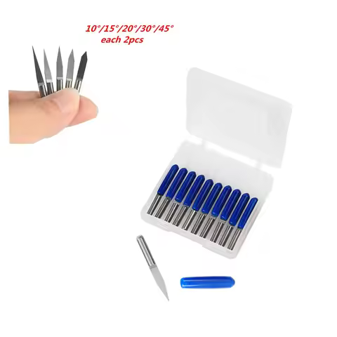 10pcs 10/15/20/ 30/45 Degree Milling Cutter Tools Set PCB Engraving Bits 3.175mm Shank Tungsten Carb