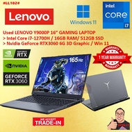 #LL182 USED LENOVO LEGION Gaming Laptop Y9000P intel i7-12700H 16GB 512GB SSD NVIDIA RTX3060 RTX 306