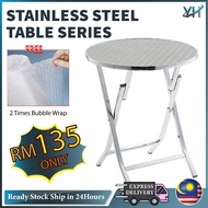 Meja Stainless Steel Working Table (Round) / Meja Dapur Dining Table Set Meja Makan Stainless Steel 