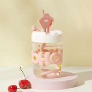 BONBOX Pink Botol Air Kaca Pyrex 400ml Tumbler Pyrex Glass Botol Air Sedotan