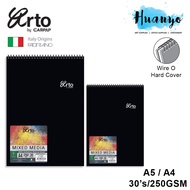 Campap Arto Fabriano Wire O Hard Cover Mixed Media Portrait Sketch Book (A5 / A4, 250gsm, 30 Sheets)