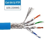 Linkwylan Cat6A Cable S/FTP 23AWG Network Installation LAN Cable Solid Wires Shielded 10G 500Mhz Hi-