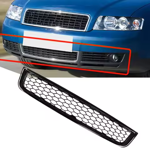 1Pc For Audi A4 B6 2002-2005 Matte Black Honeycomb Mesh Bumper Grille Honeycomb Hollow Middle Lower 