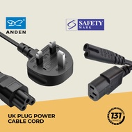 IEC to UK 3-Pin Power Cable | C5/C7/C13, Singapore Safety Mark, 1.2M, Home Appliances