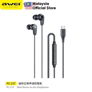 Awei PC-21T Wired Earphone Explosive Bass Sound Headphone 1.2M Length In-Ear Awei PC-21 Type-C Earph
