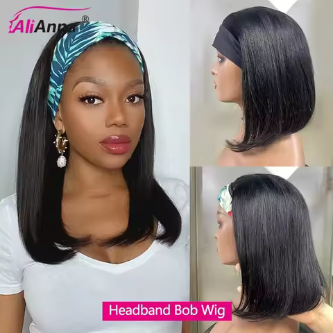 Headband Wigs Human Hair Glueless Wigs Human Hair Short Bob Wig Human Hair Full Machine Made Straigh