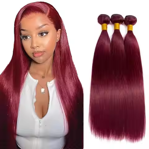 Stright Hair Bundles 99J Burgundy Human Hair Extensions 99J Red Human Hair 16-30inch Remy 1/3 Straig