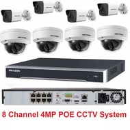 Hikvision 4MP 8 Saluran POE IP NVR CCTV - 4 asrama + 4 peluru + NVR Kamera Keselamatan Kamera CCTV