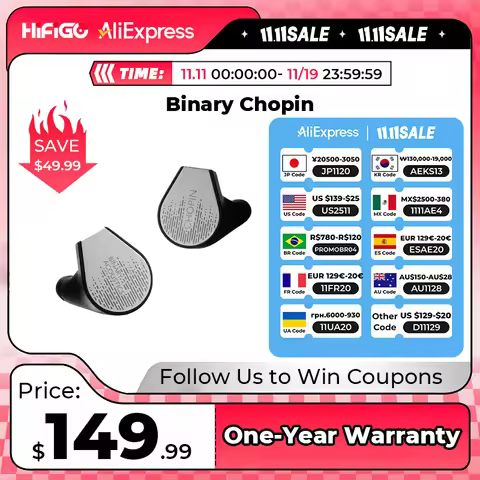 HiFiGo Binary × Gizaudio Chopin Earphone 1DD+3BA Hybrid in-Ear Monitors HiFi Audiophile Headphones M