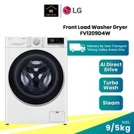 LG FV1209D4W 9KG / 5KG Front Load Washer Dryer with AI Direct Drive™, Steam™ Mesin Cuci Baju Washing