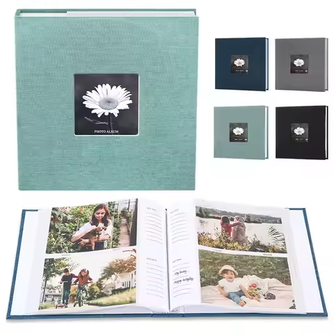 Linen Cover Album 6-inch Interleaf Type Photo Storage Album 200/300pcs Writable Collection of Childr