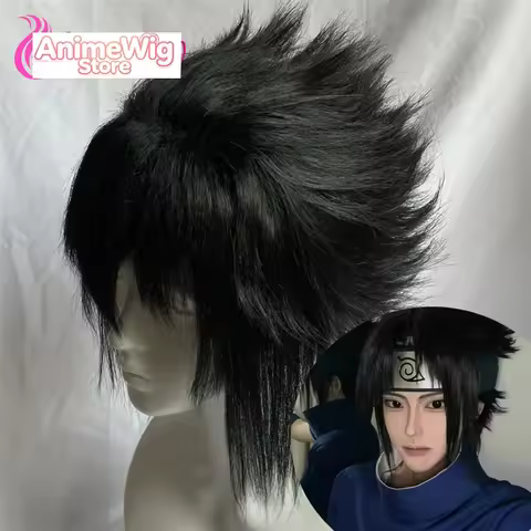 HOKAGE NINJA Sasuke Cosplay Wig Synthetic Short Straight Wig Anime Coser Heat Resistant Fiber High Q