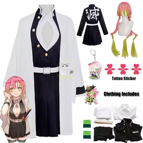 Bilibili Kanroji Mitsuri Cosplay Costume Kimetsu No Yaib Cosplay Kimono Haori Dress Wig Tattoo Stick