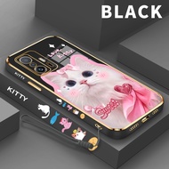Case Gold Plating Casing hp for Case hp Xiaomi 11T Pro 10T Pro Case hp Xiaomi 11 Lite 5G NE Mi 11i 2021 Mi 11X Pro Xiami 11TPro 10TPro 11Lite Mi10T Cat Bow Tie Cute Camera Protection Soft Cassing Sweet
