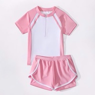 [YumiKids] BK10 Bikini Áo Trắng Quần Đùi Hồng Cho Bé Gái 10-45Kg Đồ Bơi Cho Bé bikini cho bé