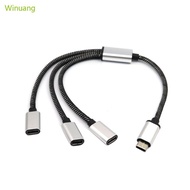 Winu USB C Male to 3 USB C Female Cable Adapter Headphone Type C Charging Adapter 480Mbps Data Trans
