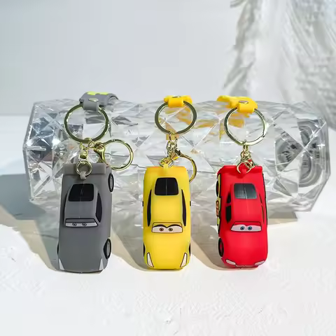 disney Lightning McQueen Silicone Keychain , Creative and Cute, Bag Pendant, Car Key Chain for Men, 