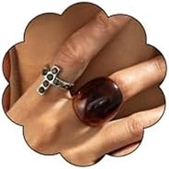 Vintage Statement Brown Resin Ring Set for Women Chunky  Stackable Rings Trendy Funky Thick Knuckles