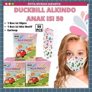 Teruji Masker Duckbill Alkindo Anak 1 Box Isi 50Pcs Masker Anak 4Ply