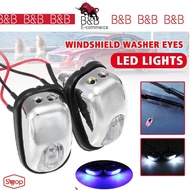 (SEPASANG) Chrome BLUE WHITE LED Light Lamp Windshield Jet Spray Nozzle Wiper Washer Eyes ART-888