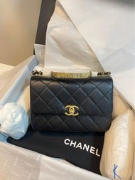 24C 全新Chanel mini flap bag with top handle