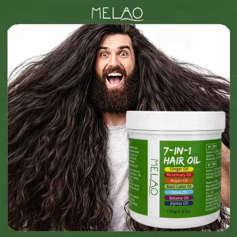 MELAO 7-in-1 Hair Oil, with Ginger, Rosemary, Argan & Black Castor Oil, Nourishing Scalp & Hair Oil 