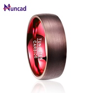 NUNCAD 8mm Tungsten Carbide Ring Plated Brown Red Dome Tungsten Ring Engagement Wedding Brands Mens Rings Comfort Fit T101R