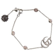 二手 Gucci 雙 G 手鍊，925 銀材質，鑲嵌珍珠母貝，義大利製造，重約 6.3 克。女士款。