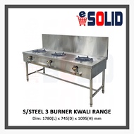 Stainless Steel High Pressure 3 Burner Kwali Range / Dapur Gas 3 Tungku Stove