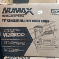 NUMAX鋰電無碳刷兩用石屎槍， 直接用紅M Makita 18v電池，如有需要可以加轉接頭用其他品牌電池使用， T釘可以打到T50mm,黑釘可以打到FST30mm，淨機價。荃灣門市交收