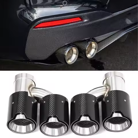 1 Pair M Performance H Style Glossy Carbon FIber Quad Exhaust Tips For BMW Series F87 M2 F80 M3 M4 M