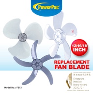 PowerPac Fan Blade Replacement ABS 12"/16"/18" Desk Fan, Stand Fan, Wall Fan (FBC1)