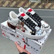 Cupid DC Shoes - White Angel Embroidered Men's and Women's 3cm Wedge Sole Canvas Sneakers for men an