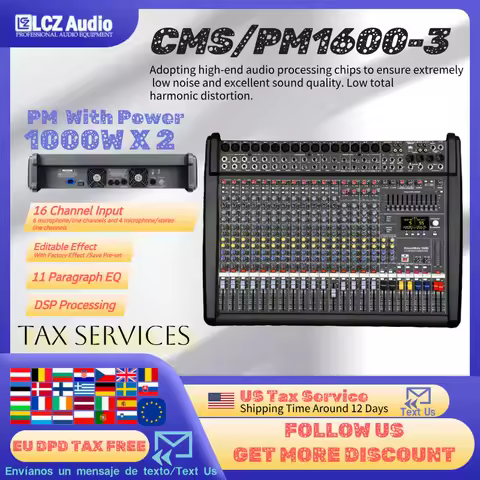 Dynocord Powermate 1600-3 Mixer OLED Screen 16 Channel Mixer Power Amplifier 1200Watt X2 Mixing Cons