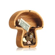 Wooden Mushroom Piggy Bank Money Saving Cash Box - Mushroom Nursery Decor Wood