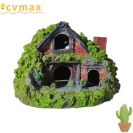 CYMX Aquarium Decoration, Simulation Resin Hobbit House, Reptile Thatched House Betta Hideout Cave F