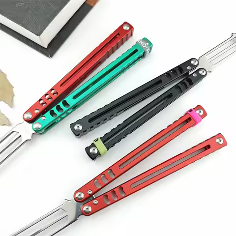 Bottle Opener Balisong Trainer EDC Alumimum Handle with Bushing Structure Butterfly Knife Blunt Blad
