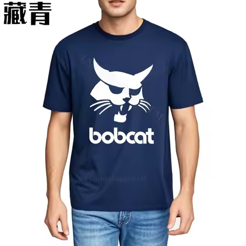 Men's t-shirt Fashion Quick Dry T Shirt Bobcat Logo On Black Shirt Crew Neck Everyday Tees Retro Rel